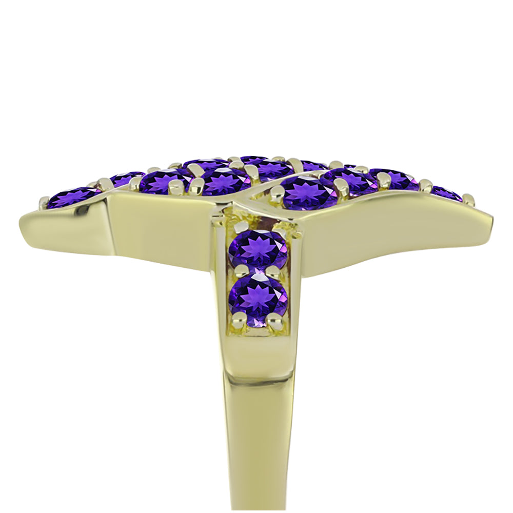 Anillo de Plata Bañada en Oro con Amatista de Marruecos