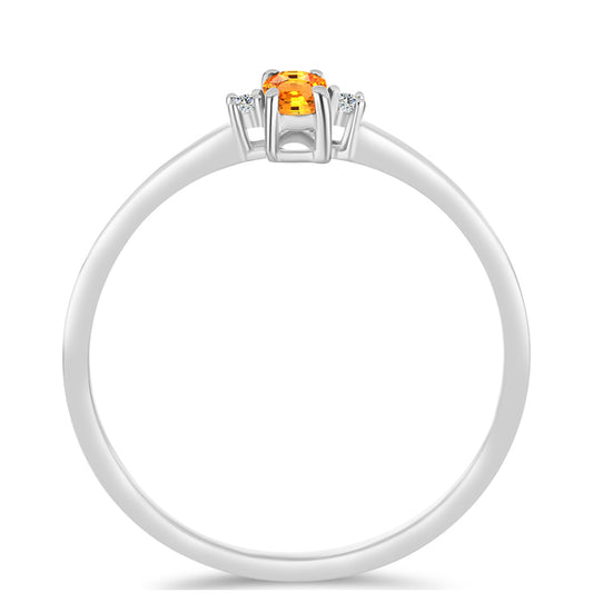 Anillo de Plata con Zafiro Padparadscha y Topacio Blanco