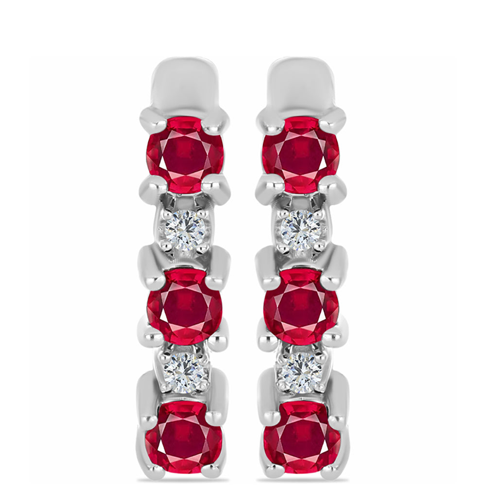 Pendientes de Plata con Rubí de Madagascar y Topacio Blanco