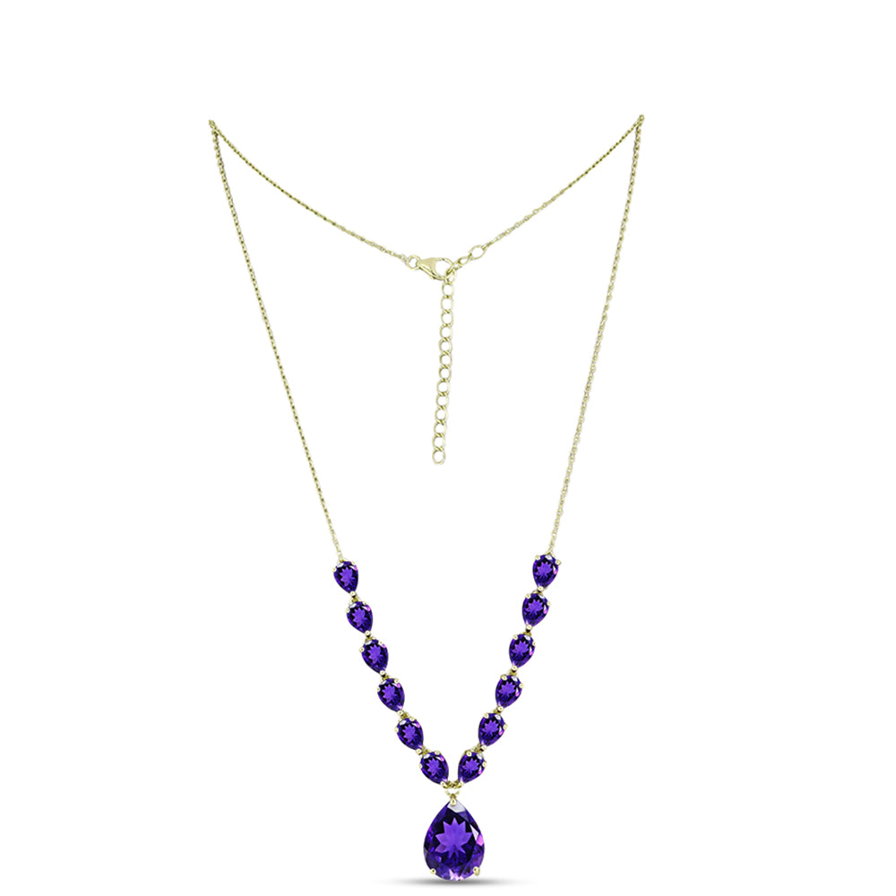 Collar de Plata Bañada en Oro con Amatista de Marruecos