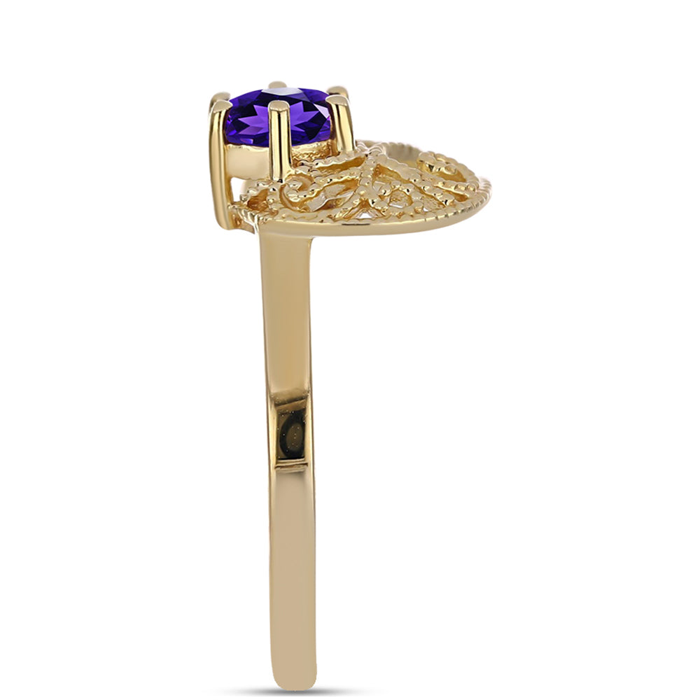 Anillo de Plata Bañada en Oro con Amatista de Marruecos