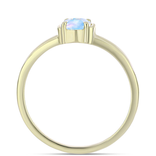 Anillo de Plata Bañada en Oro con Piedra Lunar Arco Iris