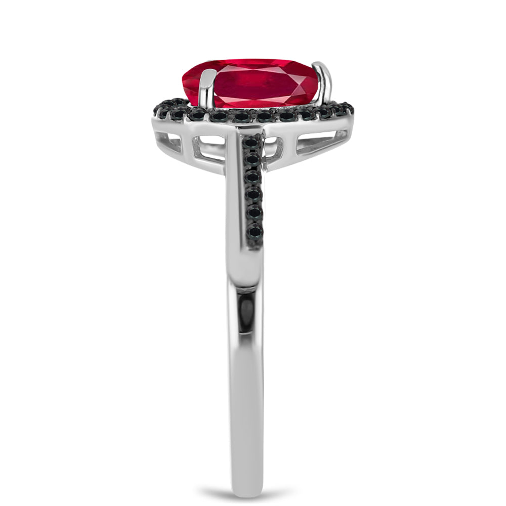 Anillo de Plata con Rubí de Madagascar y Espinela Negra
