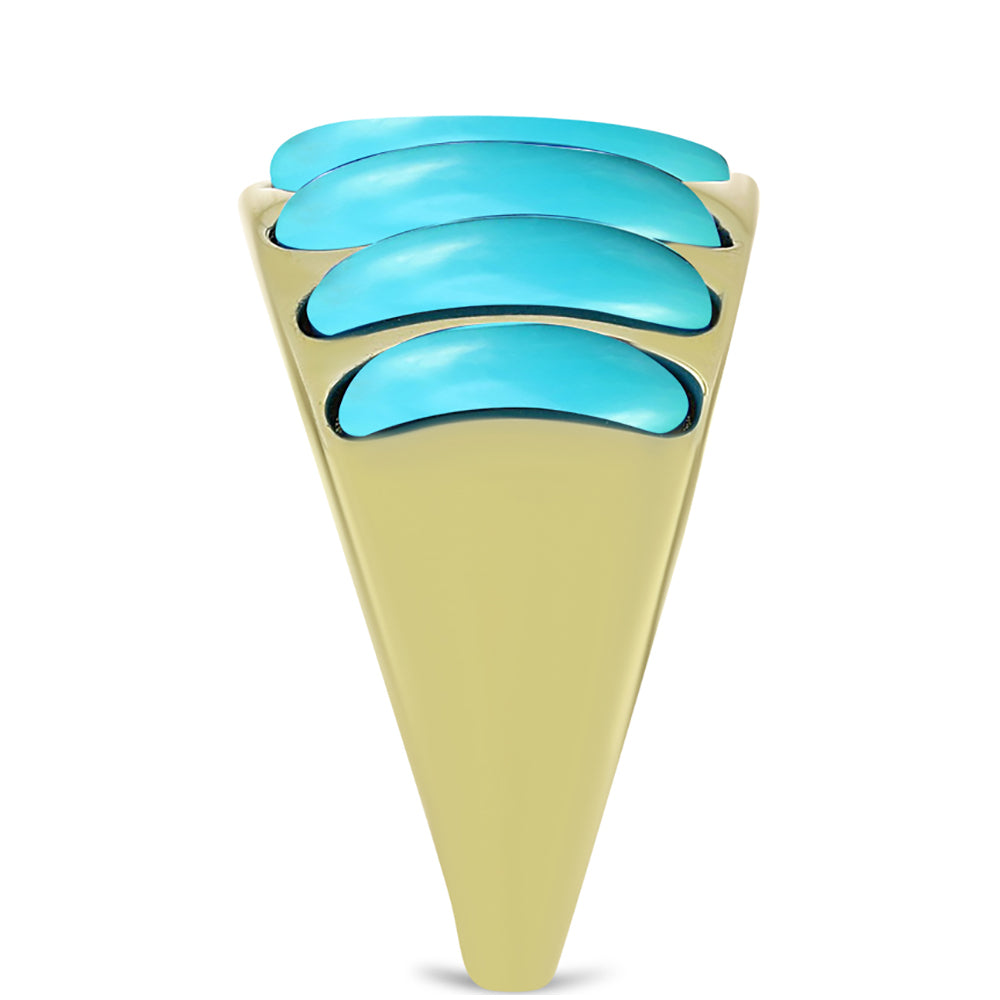 Anillo de Plata Bañada en Oro con Turquesa Bella Durmiente