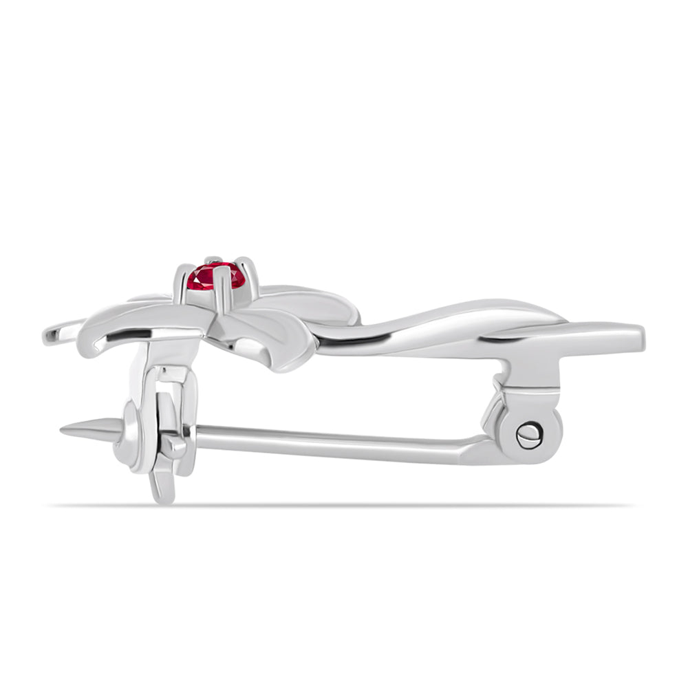 Broche de Plata con Rubí de Madagascar