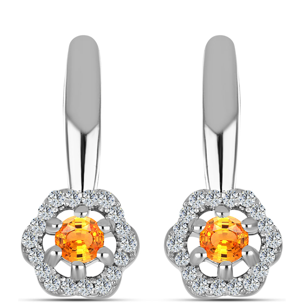 Pendientes de Plata con Zafiro Padparadscha y Topacio Blanco