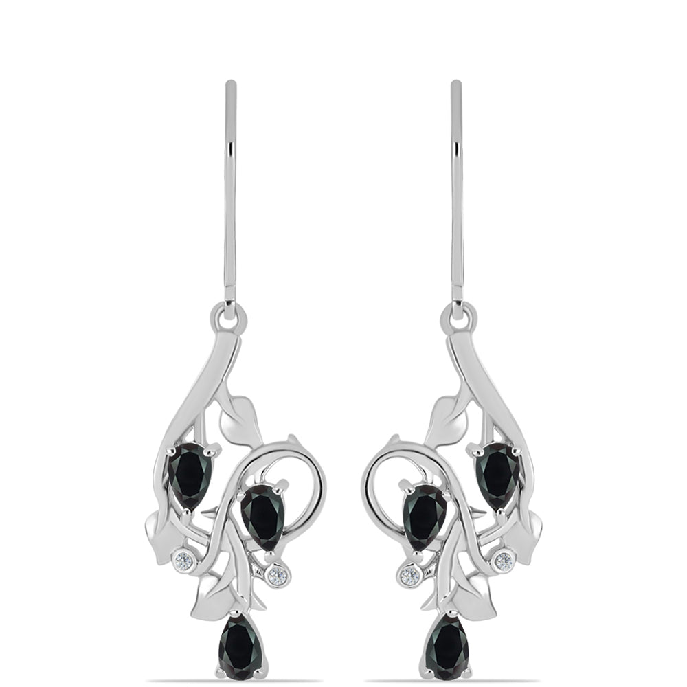 Pendientes de Plata con Obsidiana y Topacio Blanco