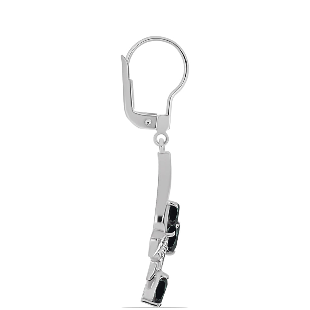 Pendientes de Plata con Obsidiana y Topacio Blanco