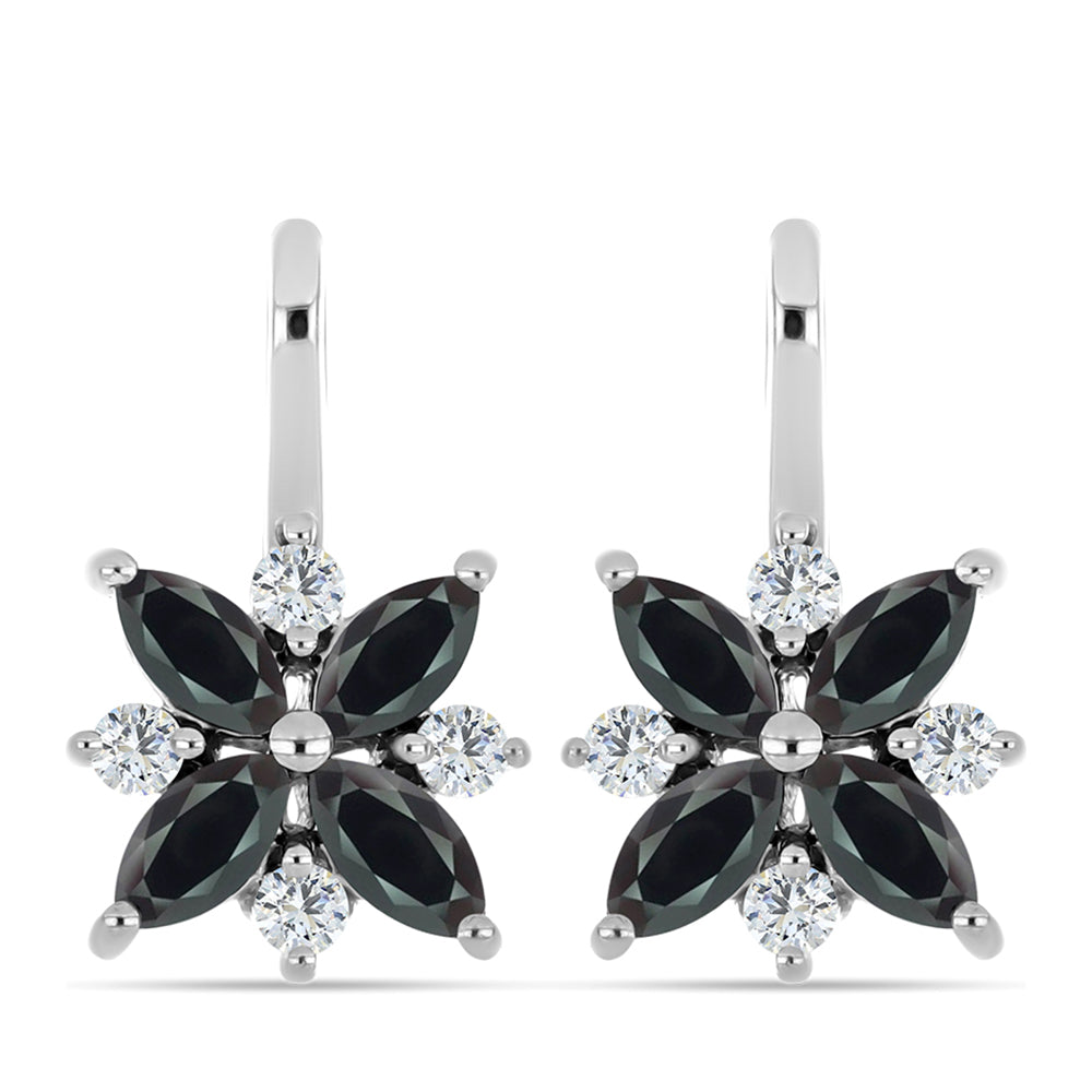 Pendientes de Plata con Obsidiana y Topacio Blanco