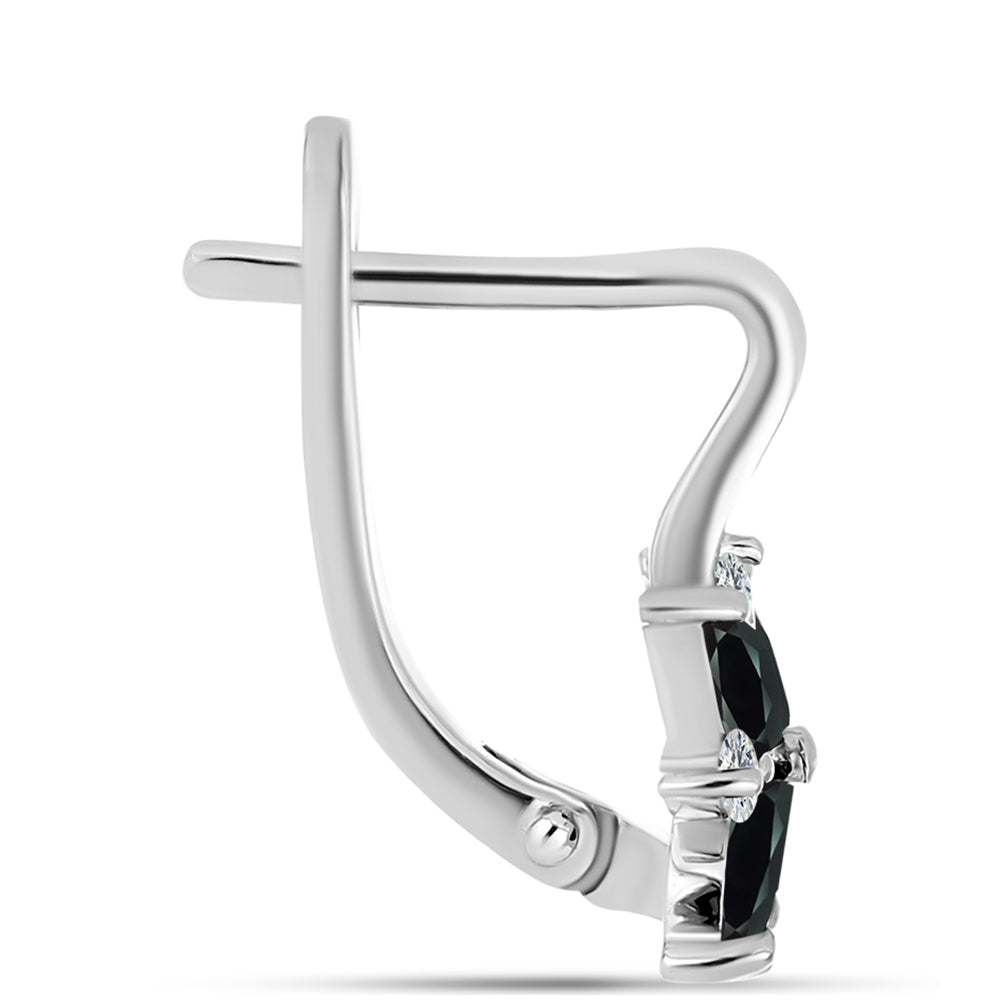 Pendientes de Plata con Obsidiana y Topacio Blanco