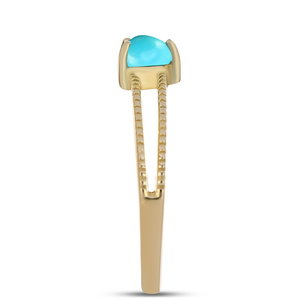 Anillo de Plata Bañada en Oro con Turquesa Bella Durmiente