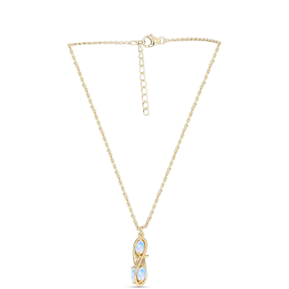 Collar de Plata Bañada en Oro con Piedra Lunar Arco Iris