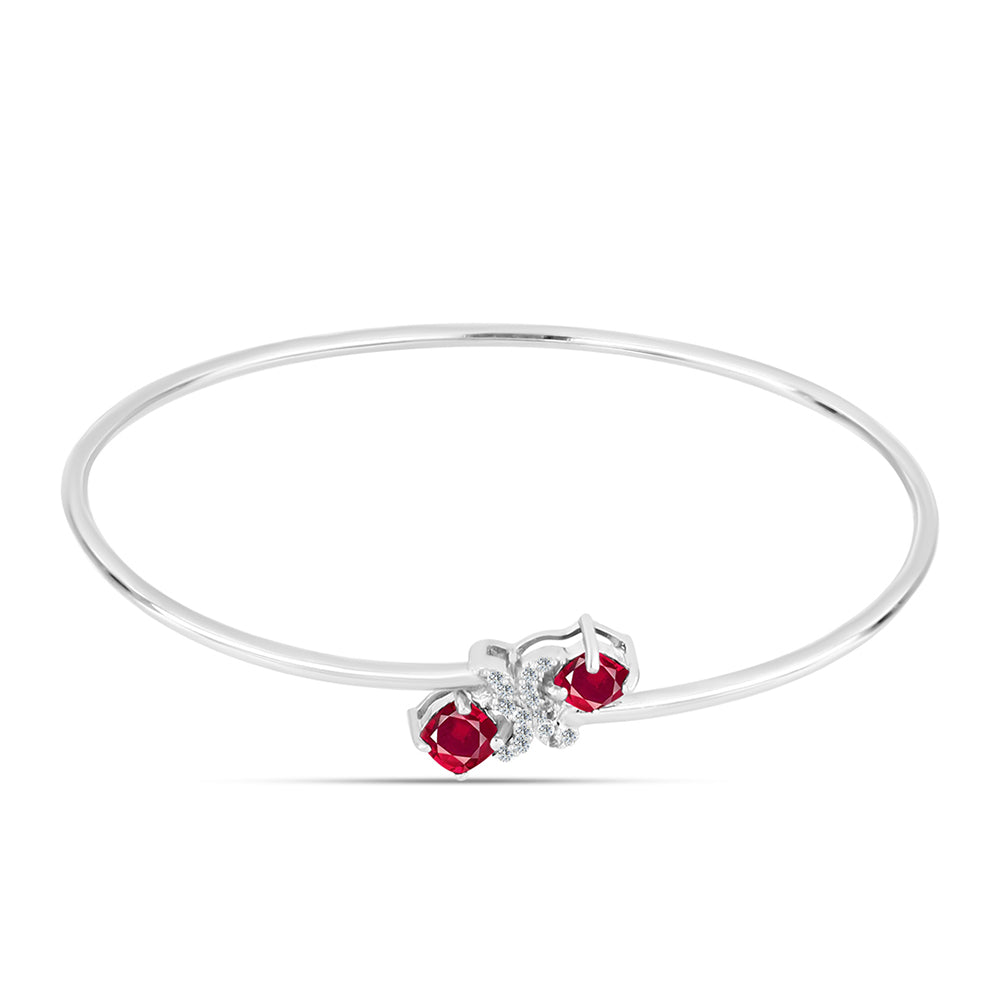 Brazalete de Plata con Rubí de Madagascar y Topacio Blanco