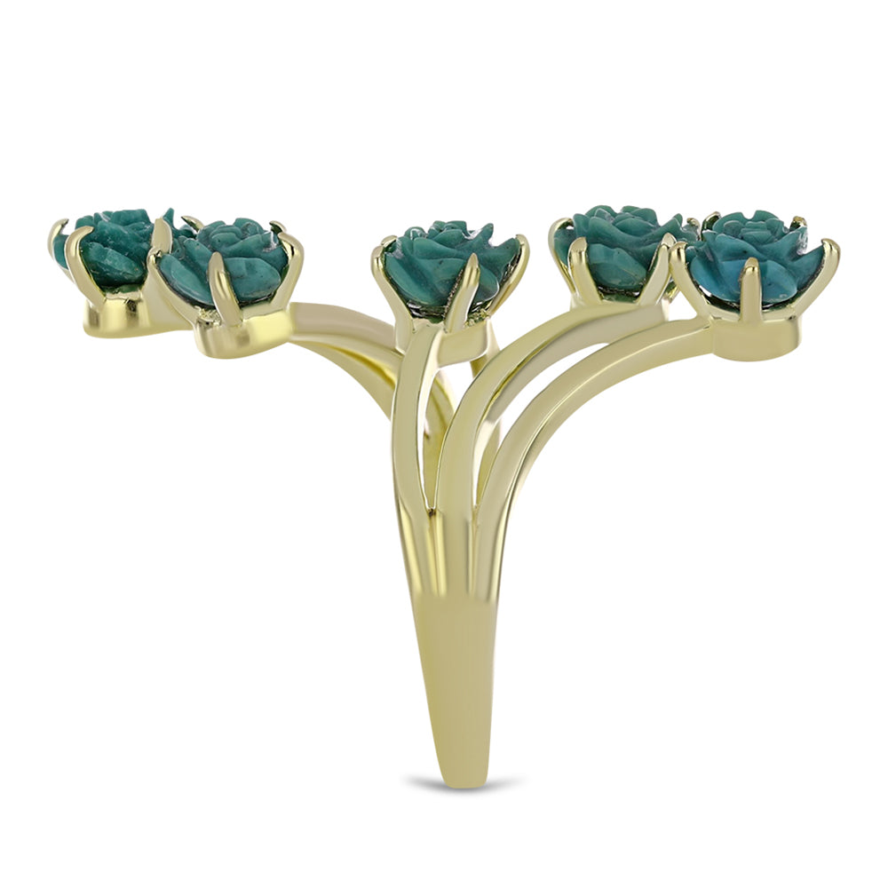 Anillo de Plata Bañada en Oro con Turquesa Bella Durmiente