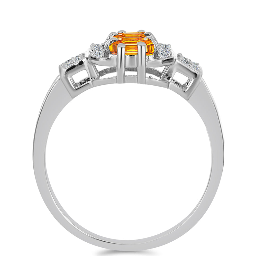 Anillo de Plata con Zafiro Padparadscha y Topacio Blanco