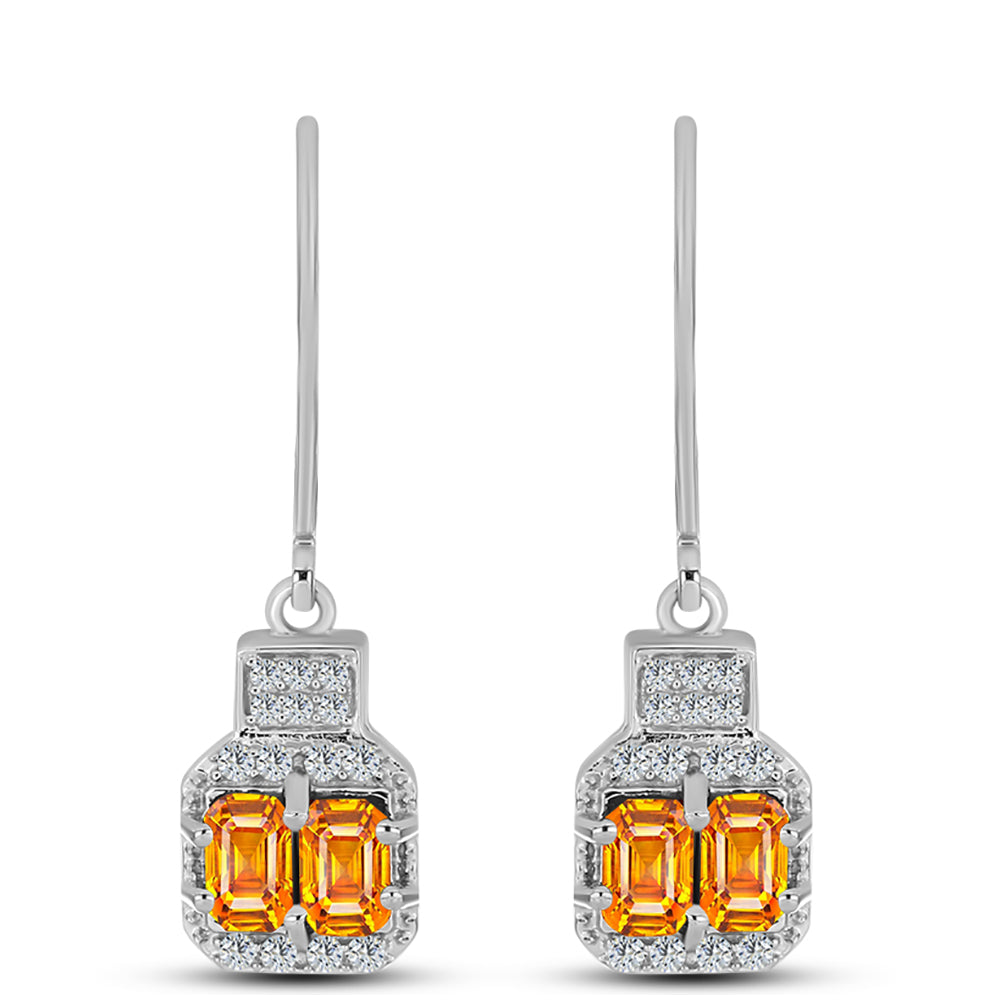Pendientes de Plata con Zafiro Padparadscha y Topacio Blanco