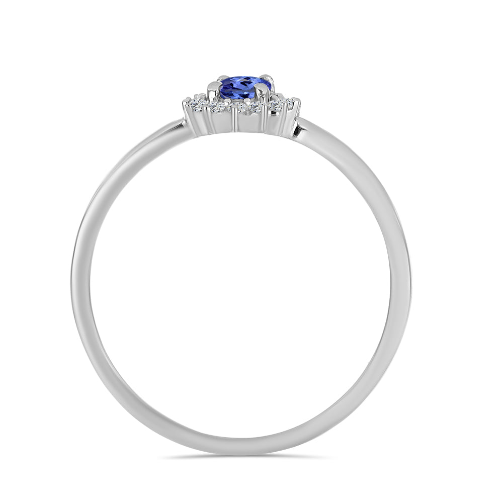 Anillo de Plata con Tanzanita AA y Topacio Blanco