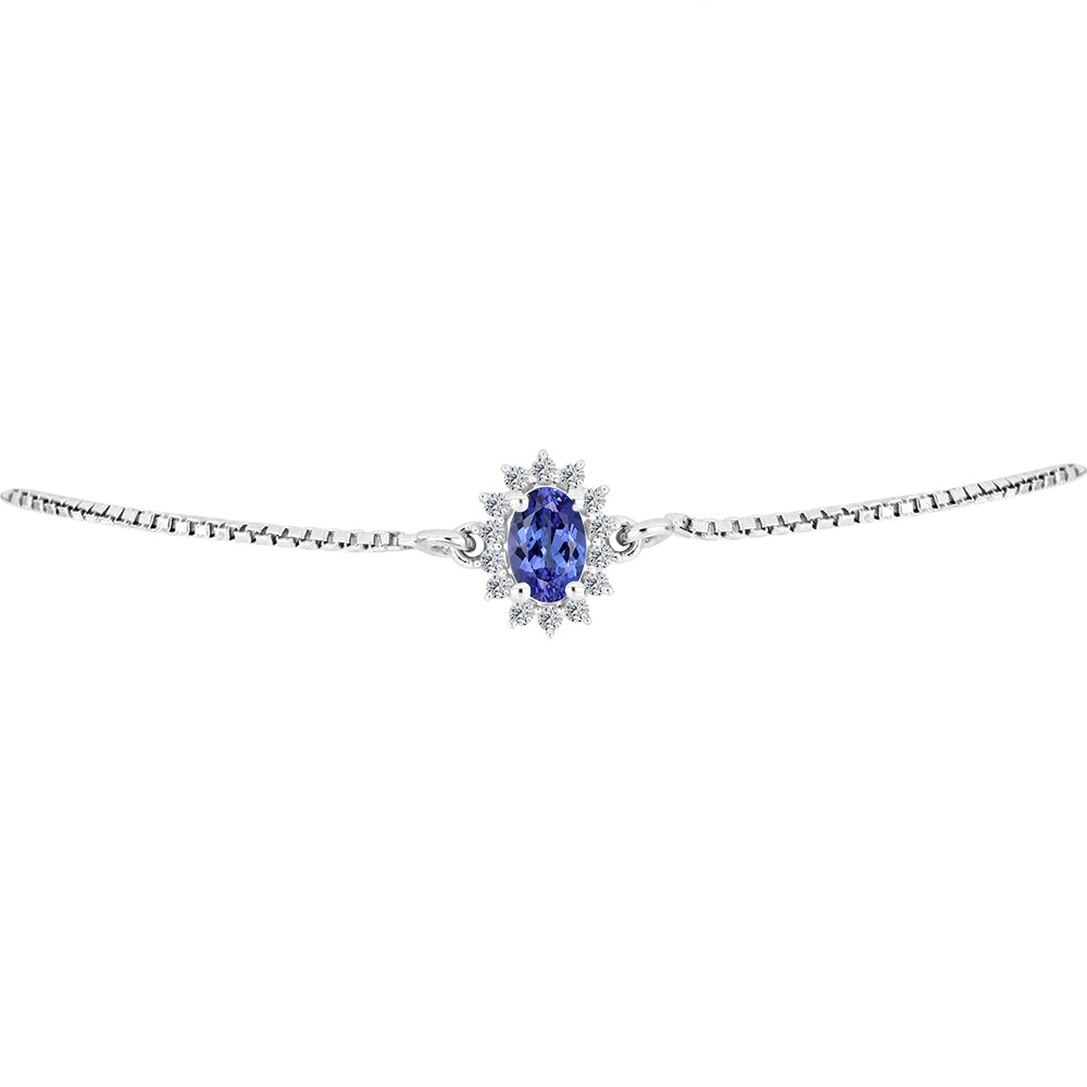 Pulsera de Plata con Tanzanita AA y Topacio Blanco