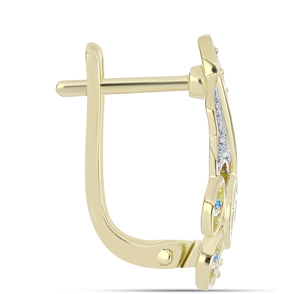 Pendientes de Plata Bañada en Oro con Moisanita hielo y Topacio Blanco