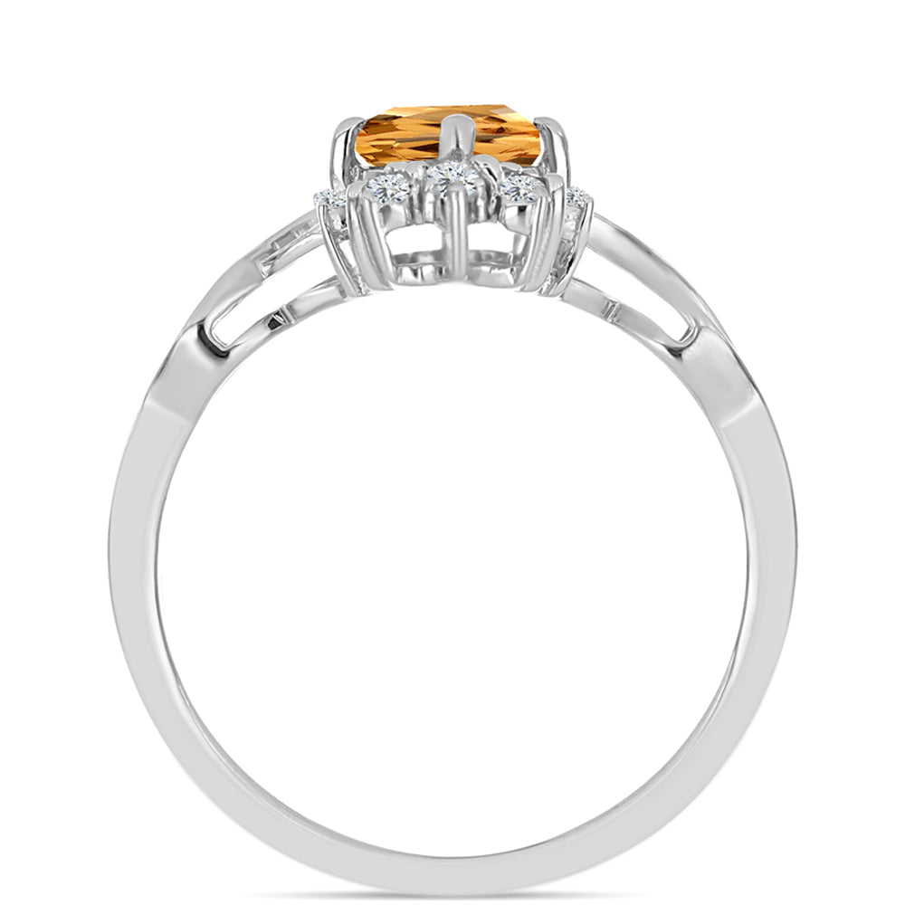 Anillo de Plata con Topacio amarillo imperial y Topacio Blanco