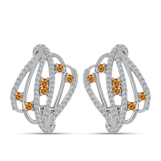 Pendientes de Plata con Topacio amarillo imperial y Topacio Blanco