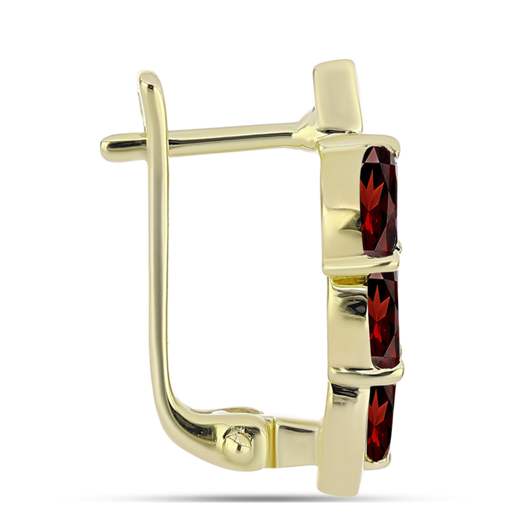 Pendientes de Plata Bañada en Oro con Granate Barton