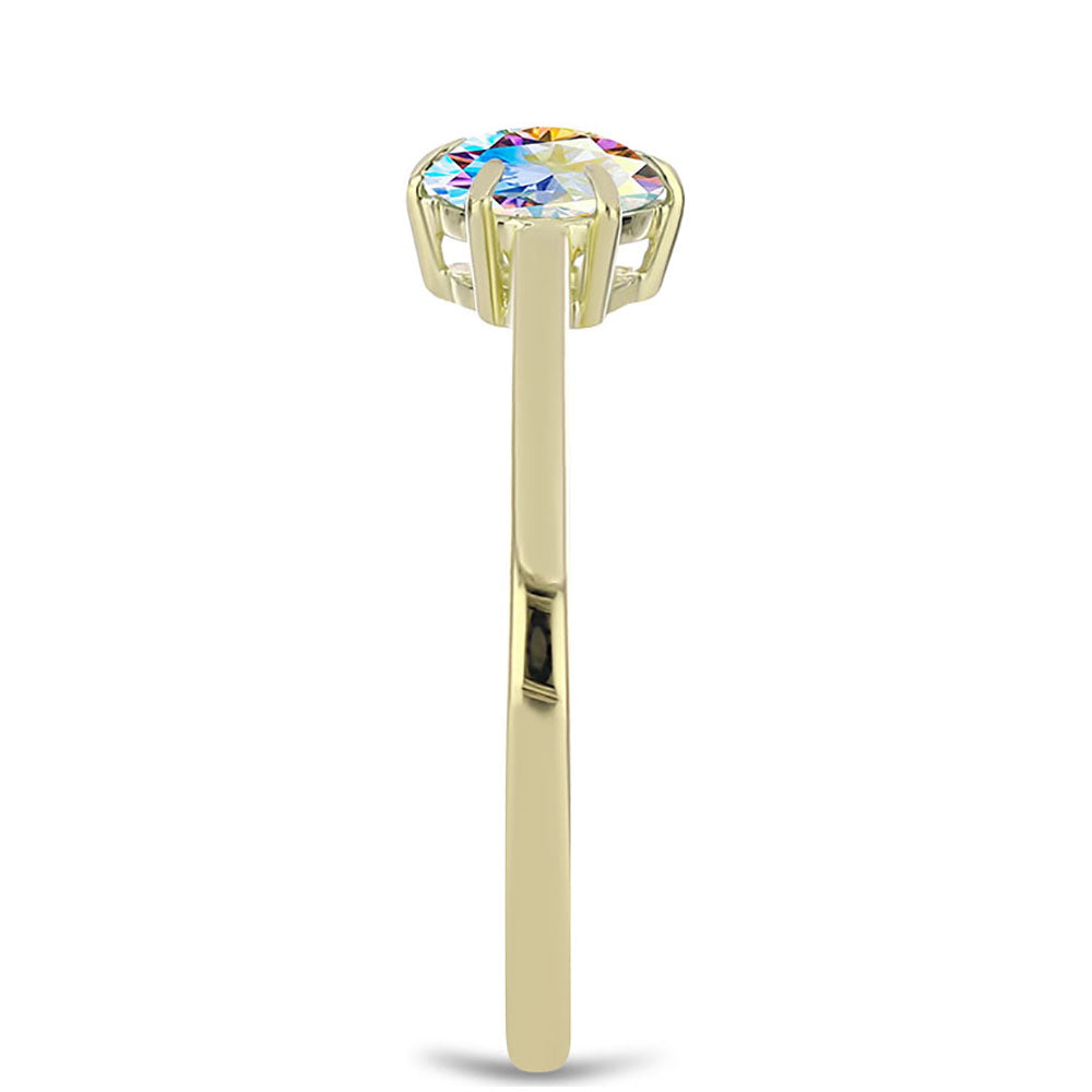 Anillo de Plata Bañada en Oro con Moisanita hielo