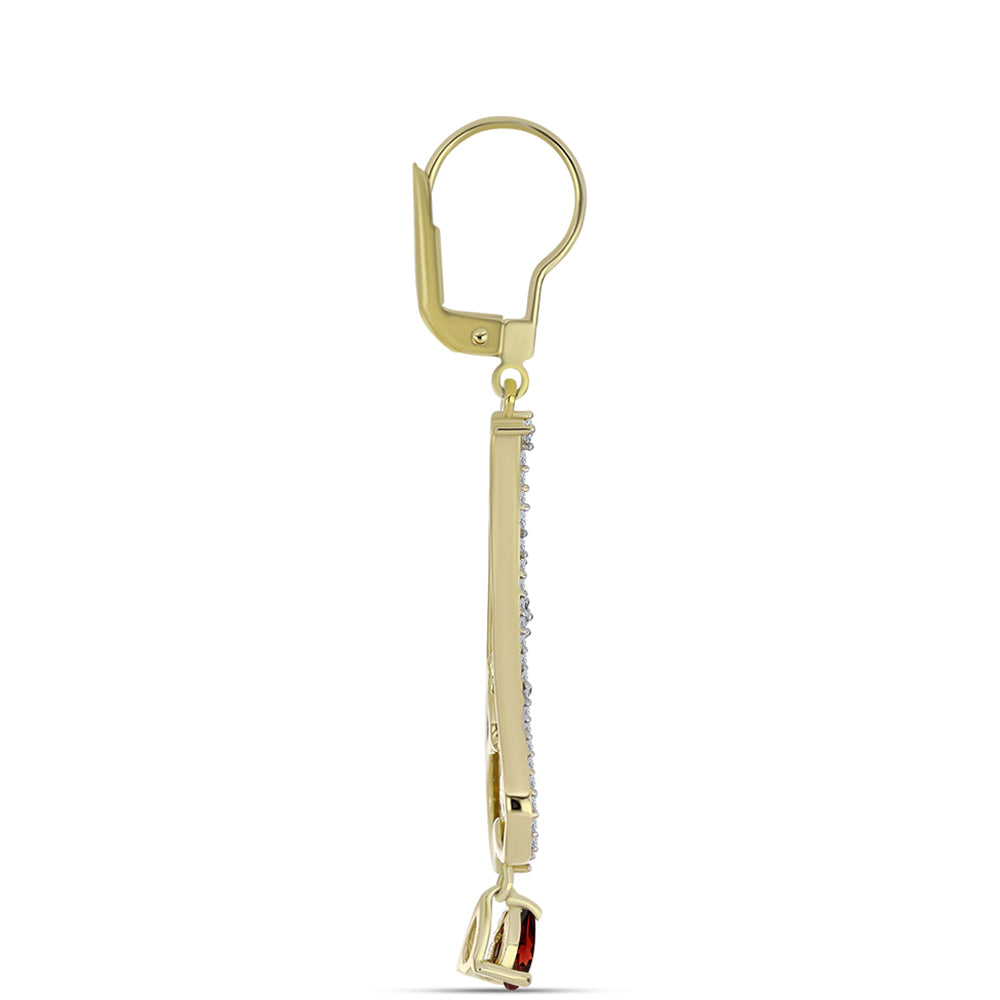 Pendientes de Plata Bañada en Oro con Granate Barton y Topacio Blanco