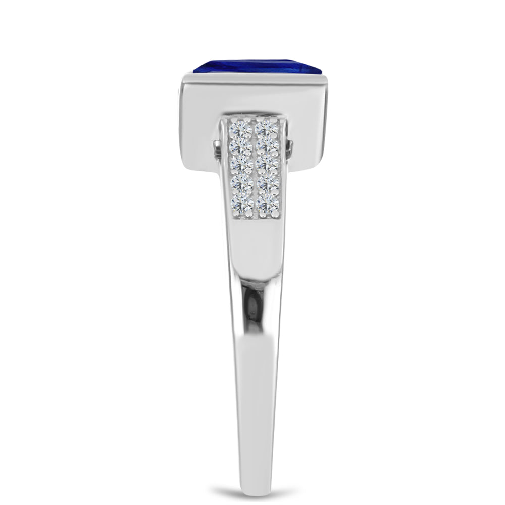 Anillo de Plata con Zafiro Azul Australiano y Topacio Blanco