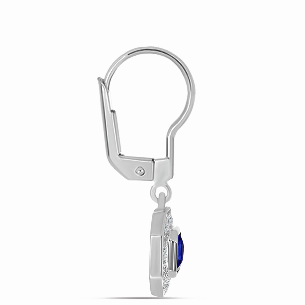 Pendientes de Plata con Zafiro Azul Australiano y Topacio Blanco