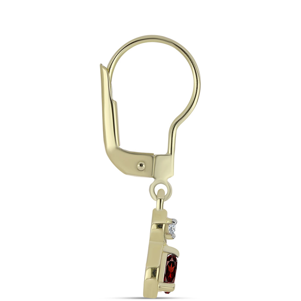 Pendientes de Plata Bañada en Oro con Granate Barton y Topacio Blanco