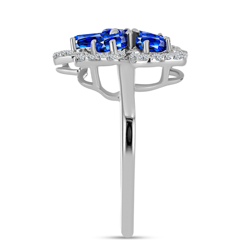 Anillo de Plata con Zafiro Azul Australiano y Topacio Blanco