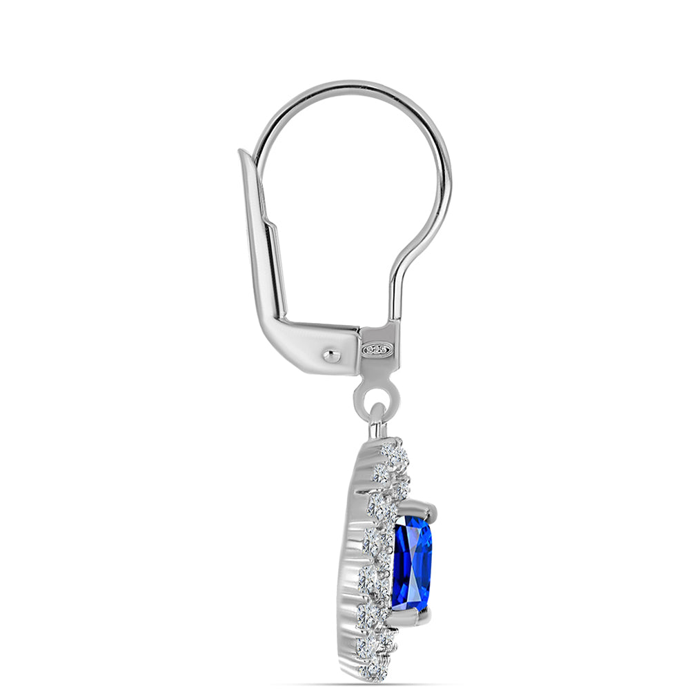 Pendientes de Plata con Zafiro Azul Australiano y Topacio Blanco