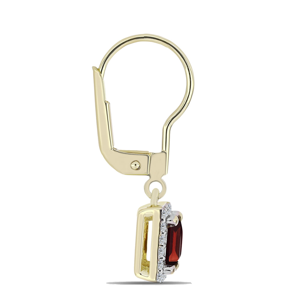 Pendientes de Plata Bañada en Oro con Granate Barton y Topacio Blanco