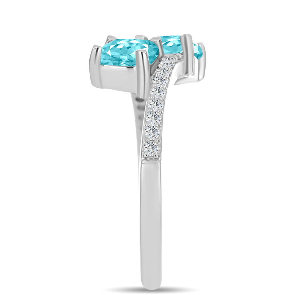 Anillo de Plata con Cuarzo Paraiba y Topacio Blanco