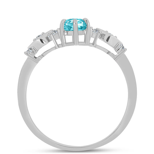 Anillo de Plata con Cuarzo Paraiba y Topacio Blanco