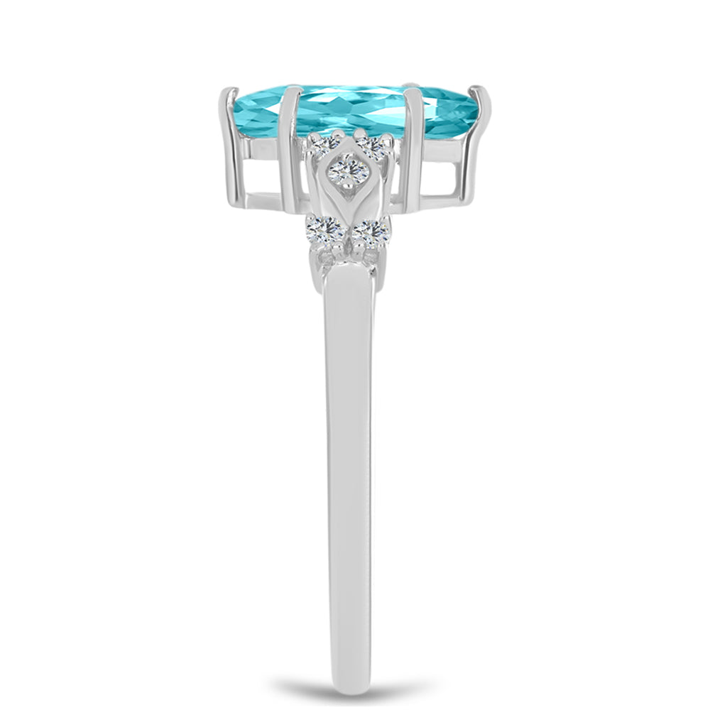 Anillo de Plata con Cuarzo Paraiba y Topacio Blanco