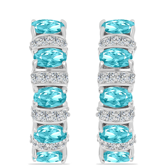 Pendientes de Plata con Cuarzo Paraiba y Topacio Blanco