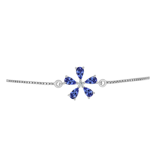 Pulsera de Plata con Tanzanita AAA y Topacio Blanco