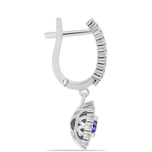 Pendientes de Plata con Tanzanita AAA y Topacio Blanco