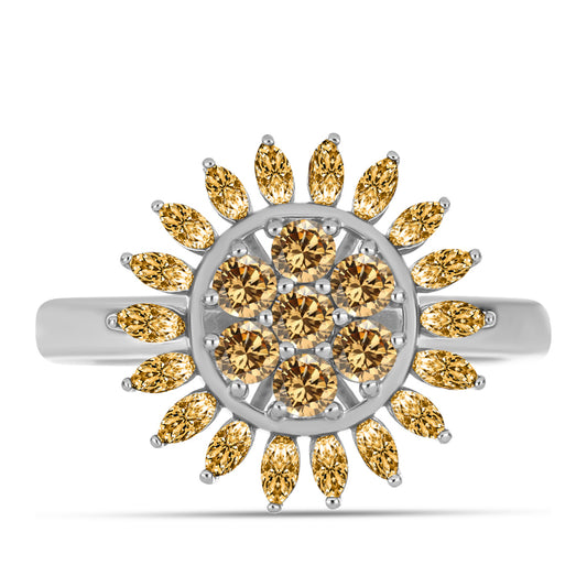 Anillo de Plata con Moisanita Champagne