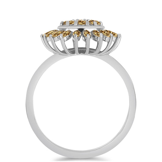 Anillo de Plata con Moisanita Champagne