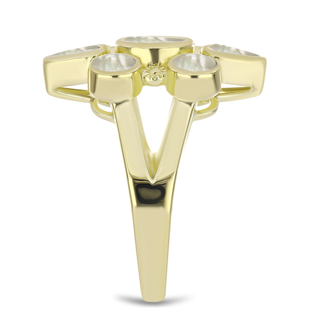 Anillo de Plata Bañada en Oro con Madreperla