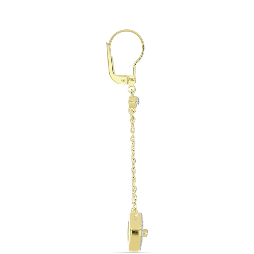 Pendientes de Plata Bañada en Oro con Madreperla y Topacio Blanco