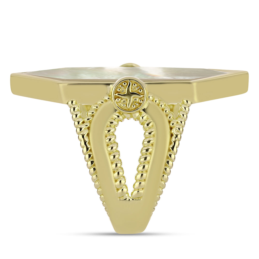 Anillo de Plata Bañada en Oro con Madreperla