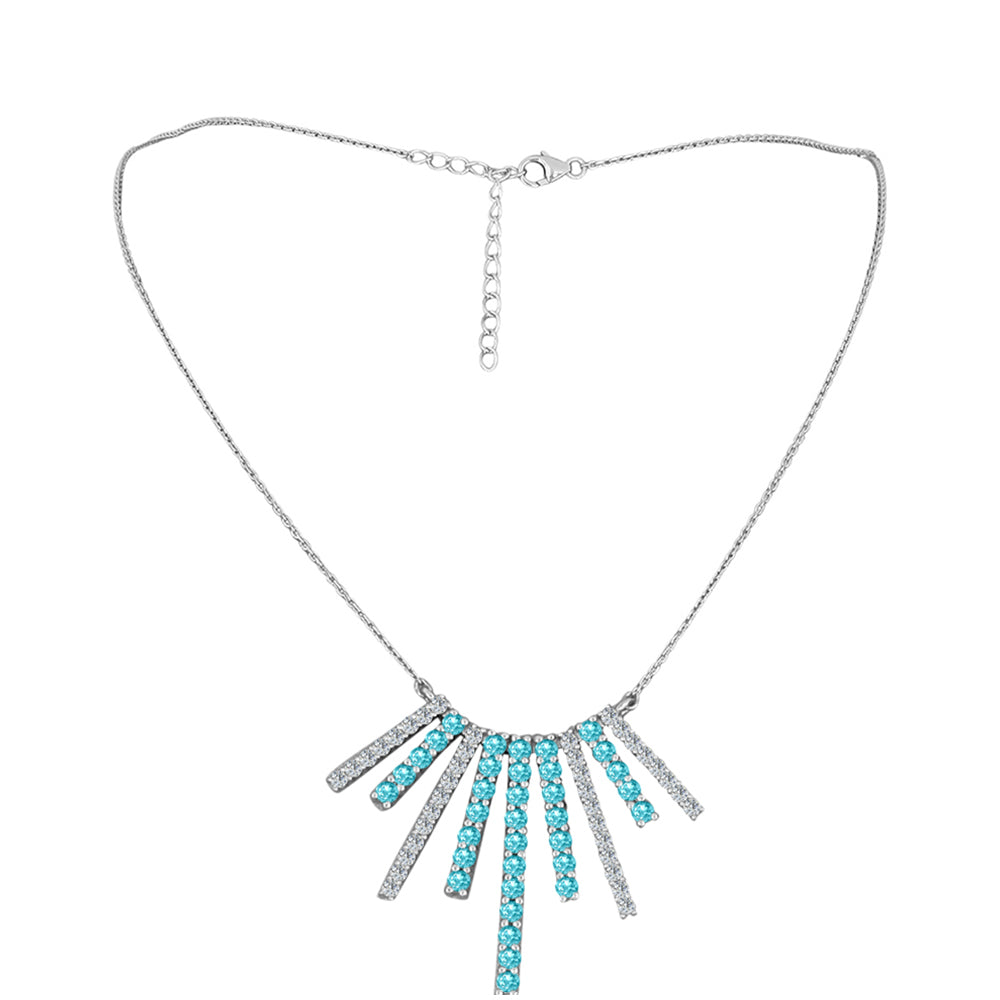 Collar de Plata con Cuarzo Paraiba y Topacio Blanco