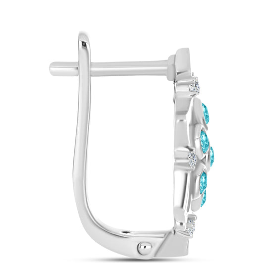 Pendientes de Plata con Cuarzo Paraiba y Topacio Blanco