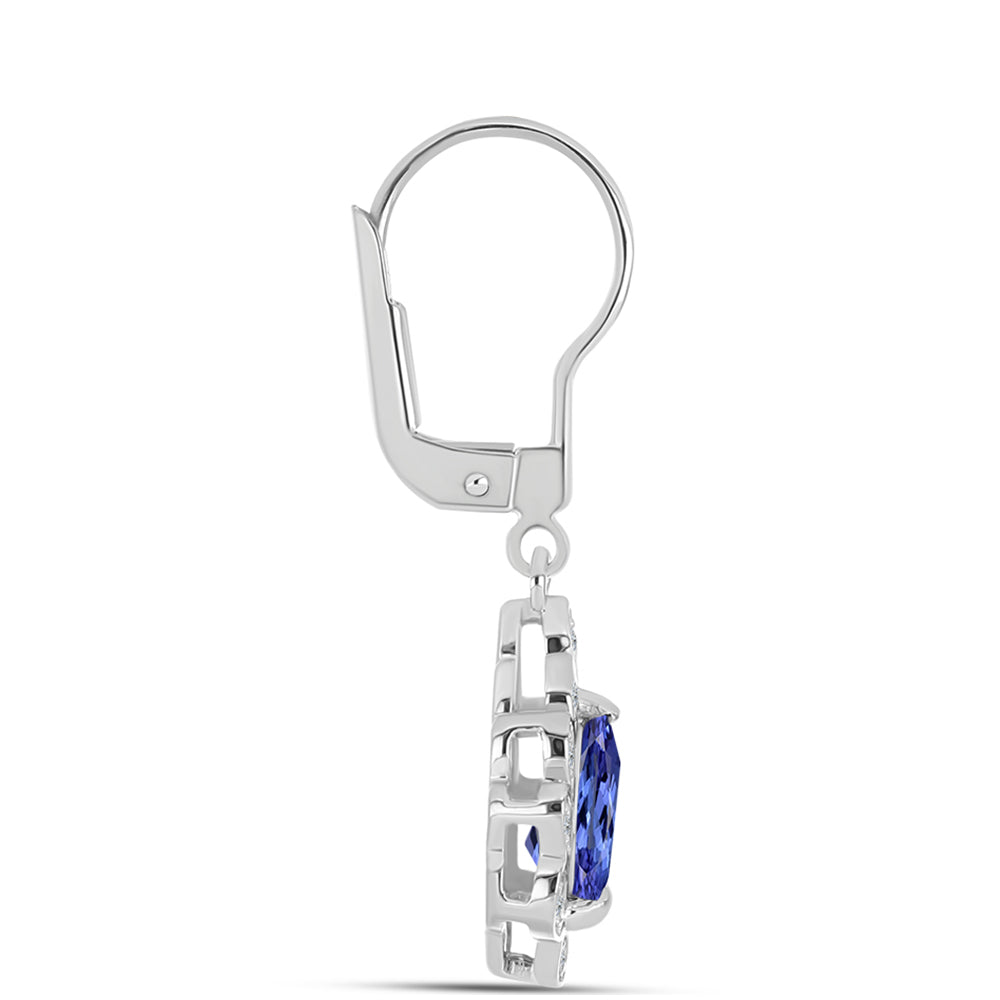 Pendientes de Plata con Tanzanita AAA y Topacio Blanco