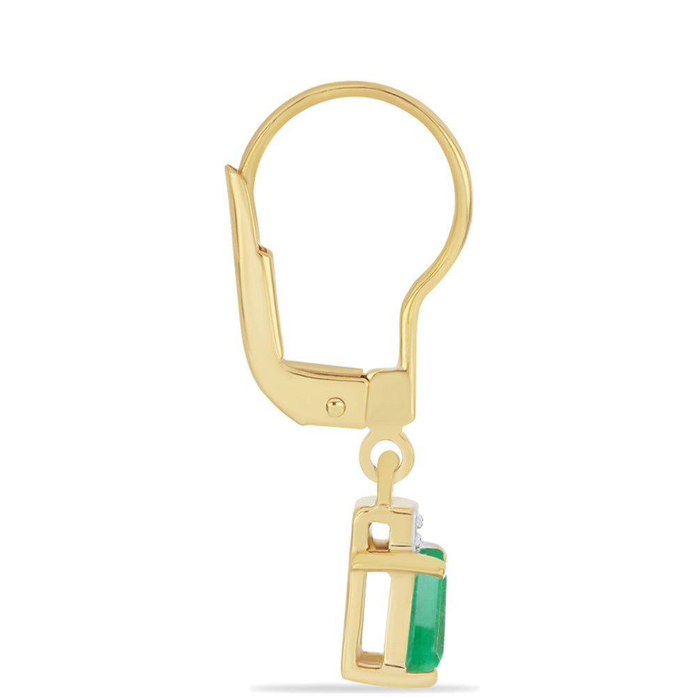 Pendientes de Plata Bañada en Oro con Esmeralda de Brasil y Zircón Blanco