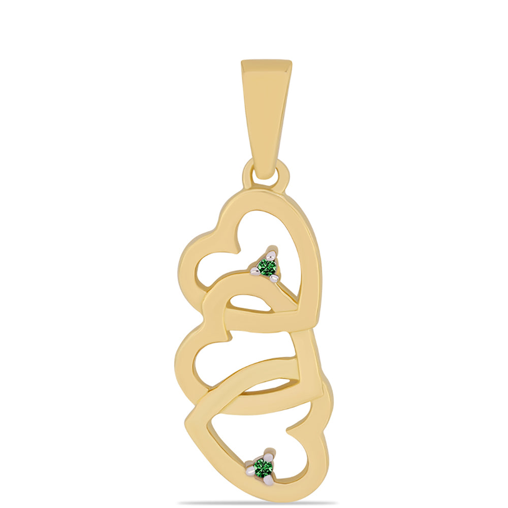 Colgante de Plata Bañada en Oro con Diamante Verde